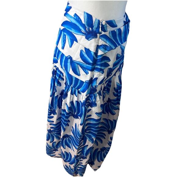 New $189 HT 360 Collective Small White Blue Banana Print Maxi Tropical Skirt - Picture 6 of 12